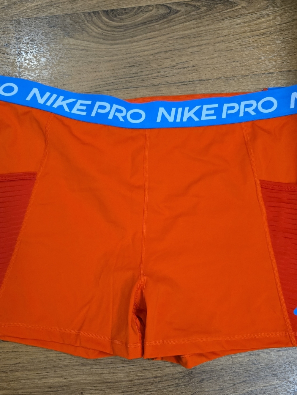Nike Orange Compression Shorts with Blue NIKE PRO Waistband